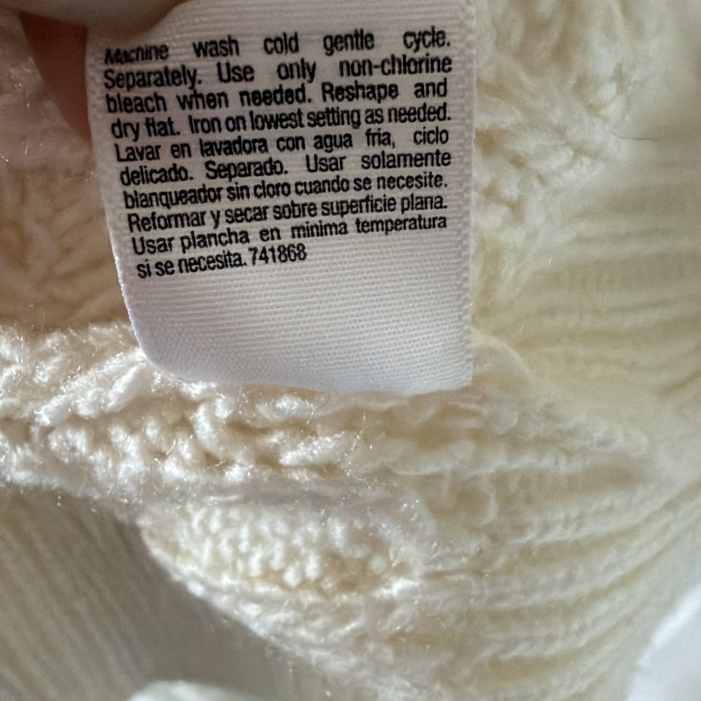 Cream Cable Pointelle Open Knit Sweater Womens  M 3/4 Sleeve Scoop Neck  a.n.a - Picture 9 of 13